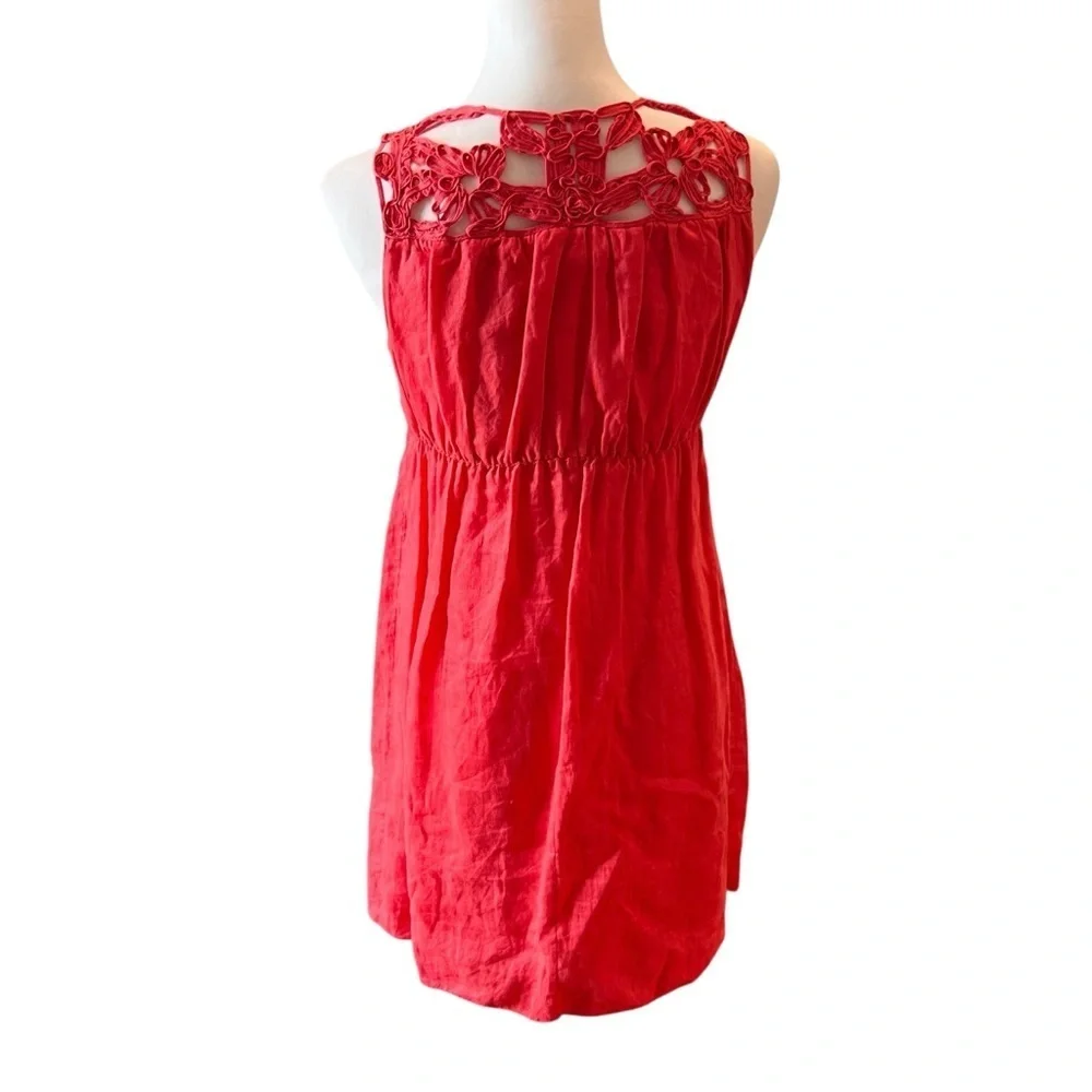 STUDIO M vintage Linen and crochet mini dress SZ S - Picture 3 of 6